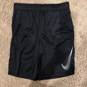 NWOT Nike Dri-fit training Shorts - black w/ white-lined swoosh - boys large
